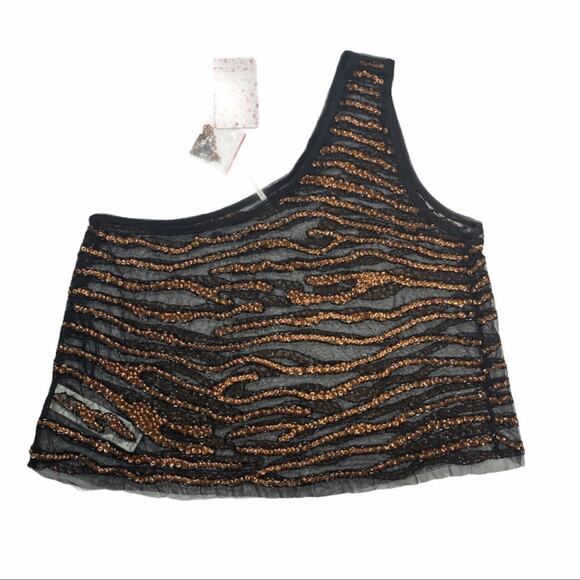 NWT Free People Head Turner Sequined One Shoulder Tank - Picture 10 of 16